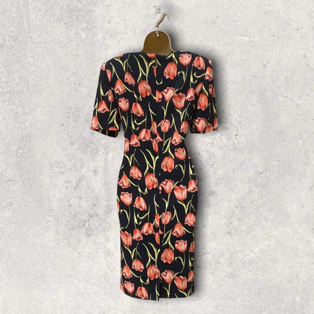 Vintage Fink Floral Sheath Dress, Size 10 - Picture 4 of 4